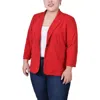 Ny Collection Plus Size Long Sleeve Scuba Crepe Jacket In Red