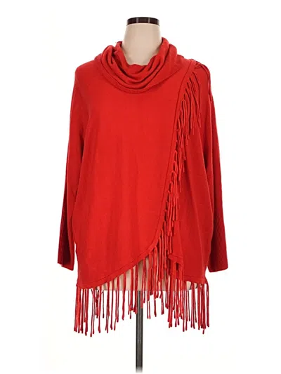 Pre-owned Ny Collection Poncho In Red
