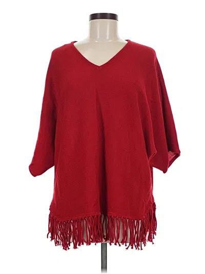 Pre-owned Ny Collection Poncho In Red