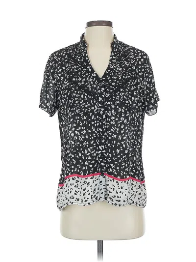 Pre-owned Ny Collection Short Sleeve Blouse In Black