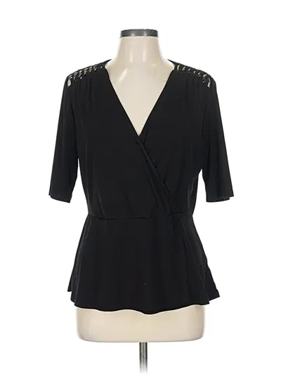 Pre-owned Ny Collection Short Sleeve Blouse In Black