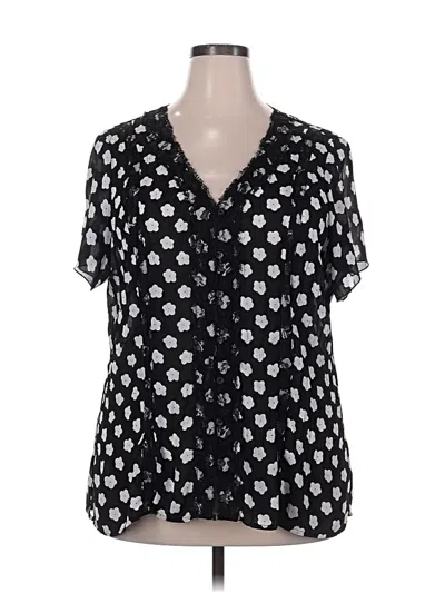 Pre-owned Ny Collection Short Sleeve Blouse In Black