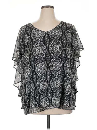 Pre-owned Ny Collection Short Sleeve Blouse In Black
