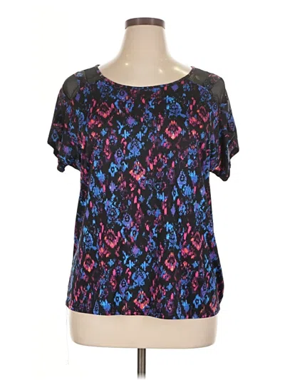Pre-owned Ny Collection Short Sleeve Blouse In Black