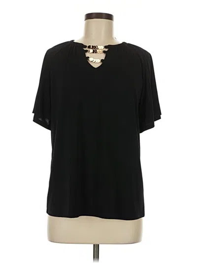 Pre-owned Ny Collection Short Sleeve Blouse In Black