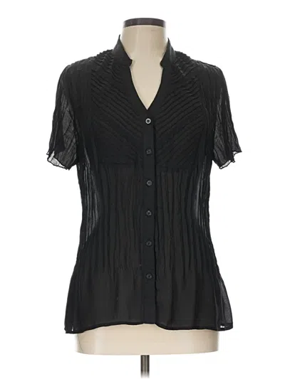 Pre-owned Ny Collection Short Sleeve Blouse In Black