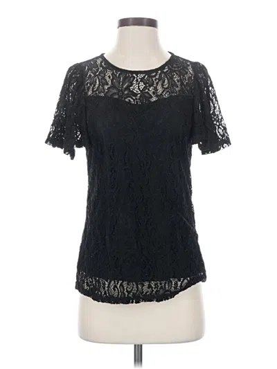 Pre-owned Ny Collection Short Sleeve Blouse In Black