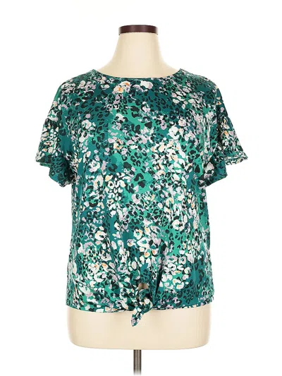 Pre-owned Ny Collection Short Sleeve Blouse In Blue