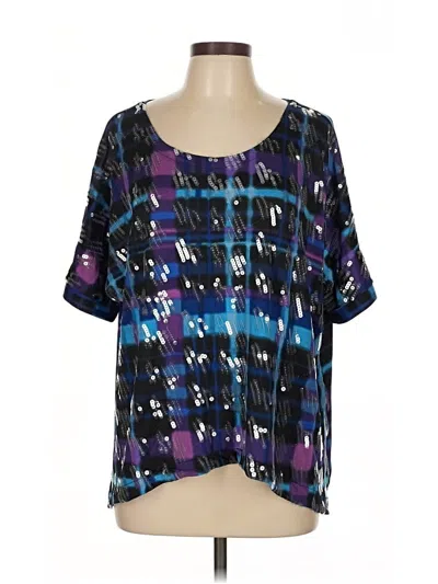 Pre-owned Ny Collection Short Sleeve Blouse In Blue