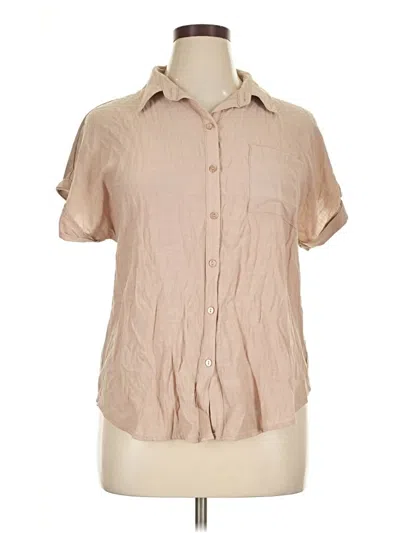 Pre-owned Ny Collection Short Sleeve Blouse In Brown