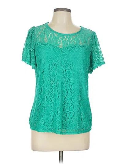 Pre-owned Ny Collection Short Sleeve Blouse In Green