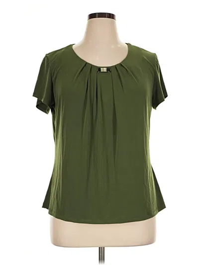 Pre-owned Ny Collection Short Sleeve Blouse In Green