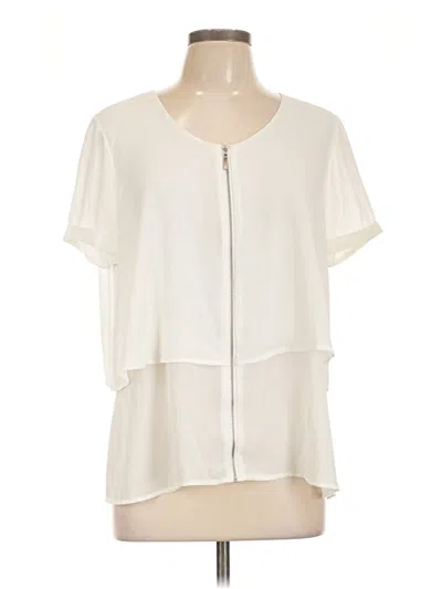 Pre-owned Ny Collection Short Sleeve Blouse In Ivory