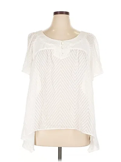 Pre-owned Ny Collection Short Sleeve Blouse In Ivory