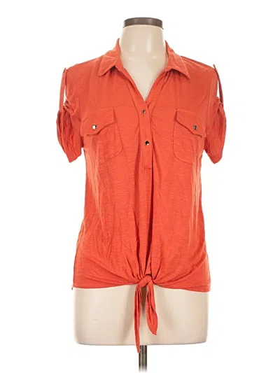 Pre-owned Ny Collection Short Sleeve Blouse In Orange