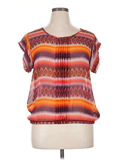 Pre-owned Ny Collection Short Sleeve Blouse In Orange