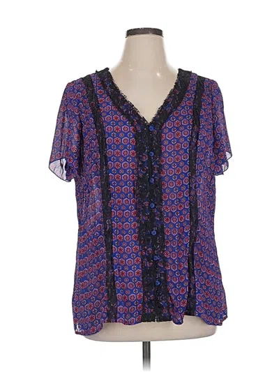 Pre-owned Ny Collection Short Sleeve Blouse In Purple