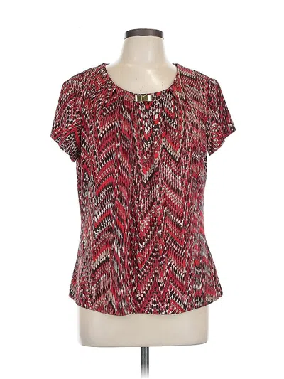 Pre-owned Ny Collection Short Sleeve Blouse In Red