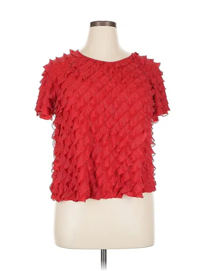 Pre-owned Ny Collection Short Sleeve Blouse In Red