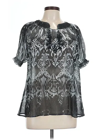 Pre-owned Ny Collection Short Sleeve Blouse In Silver