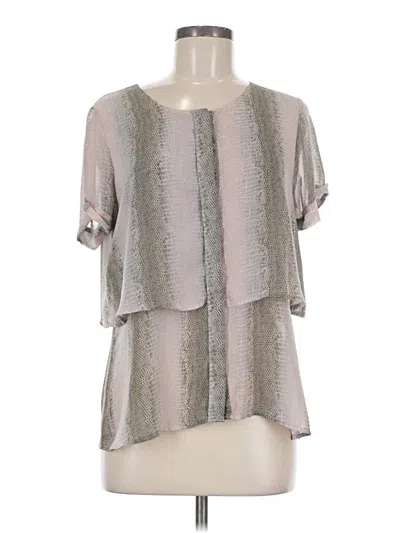 Pre-owned Ny Collection Short Sleeve Blouse In Silver