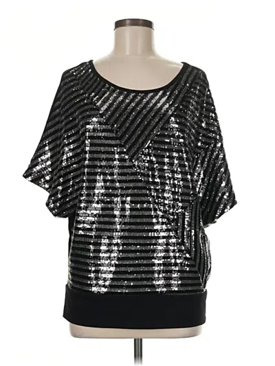 Pre-owned Ny Collection Short Sleeve Blouse In Silver