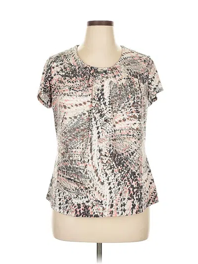 Pre-owned Ny Collection Short Sleeve Blouse In White
