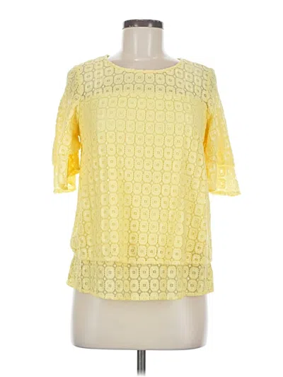 Pre-owned Ny Collection Short Sleeve Blouse In Yellow