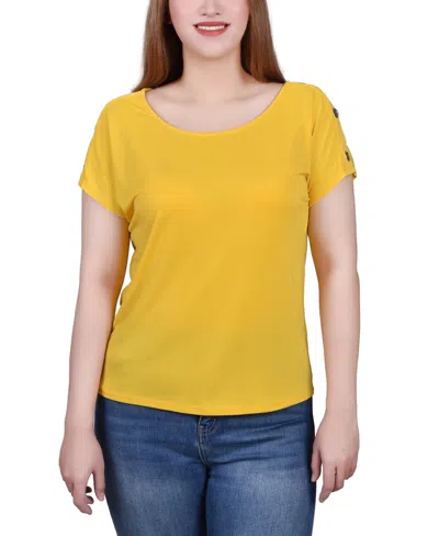 Ny Collection Short Sleeve Extended Sleeve Tunic Top In Yellow