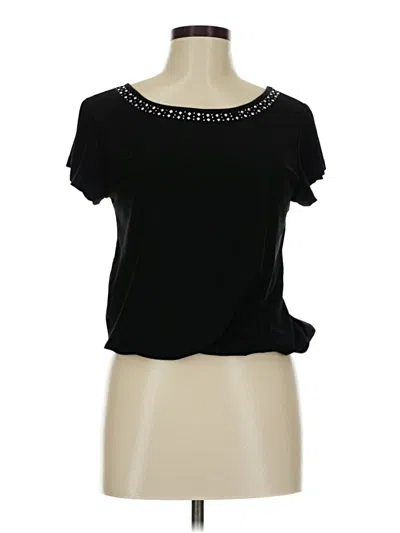 Pre-owned Ny Collection Short Sleeve Top Black Scoop Neck Tops