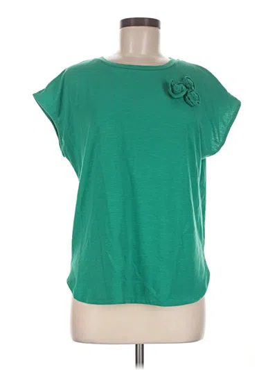 Pre-owned Ny Collection Short Sleeve Top Green Boatneck Tops