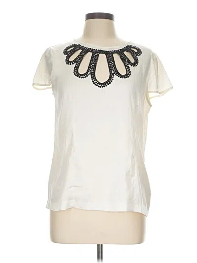 Pre-owned Ny Collection Short Sleeve Top Ivory Crew Neck Tops