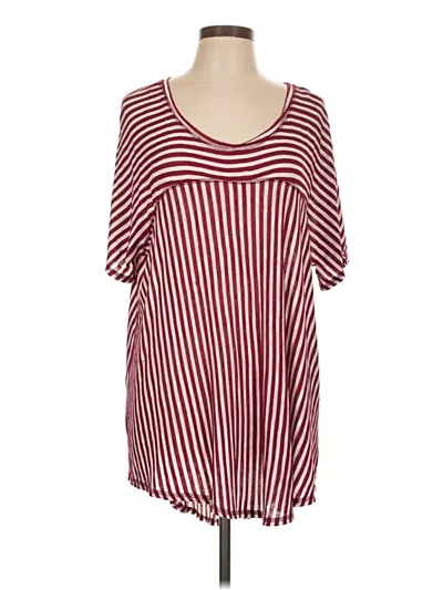 Pre-owned Ny Collection Short Sleeve Top Red Scoop Neck Tops