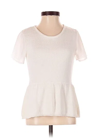Pre-owned Ny Collection Short Sleeve Top White Crew Neck Tops