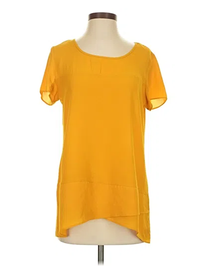Pre-owned Ny Collection Short Sleeve Top Yellow Scoop Neck Tops