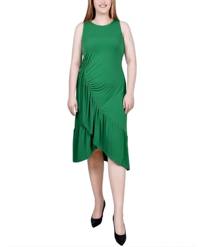 NY COLLECTION SLEEVELESS ASYMMETRICAL FLOUNCED DRESS