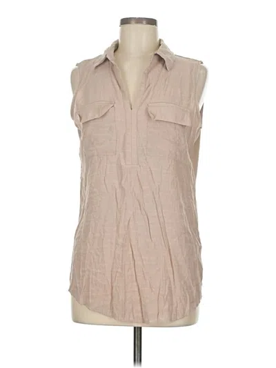 Pre-owned Ny Collection Sleeveless Button Down Shirt In Tan