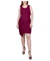Ny Collection Petite Sleeveless Faux Wrap Skirt Dress In Fuchsia