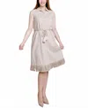 Ny Collection Sleeveless Fringed Dress In Light Tan