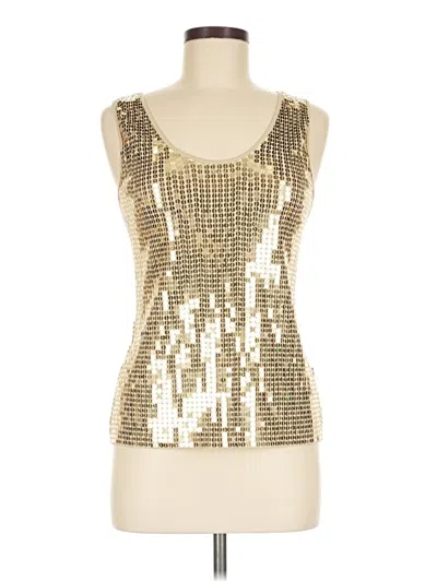 Pre-owned Ny Collection Sleeveless Top Gold Square Neckline Tops