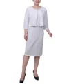 Ny Collection Two Piece Jacket Dress Set Womens White Knee-length Fts1463 In White