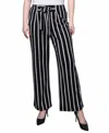 Ny Collection Wide Leg Grommet Pants In Black White Stripe