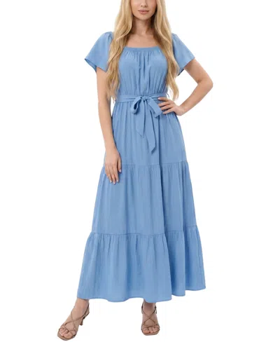 Ny Collection Plus Size Square Neck Maxi Dress In Blue