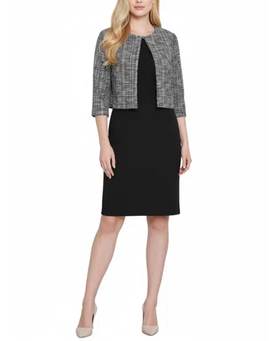 Ny Collection Women's 2 Piece Jacket And Dress Set In Black