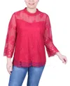 NY COLLECTION WOMEN'S 3/4 SLEEVE LACE BLOUSE
