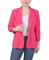 Ny Collection Womens Office Business One-button Blazer In Magenta