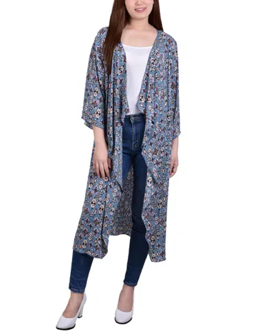 Ny Collection Women's 3/4-sleeve Long Cardigan Sweater In Multi
