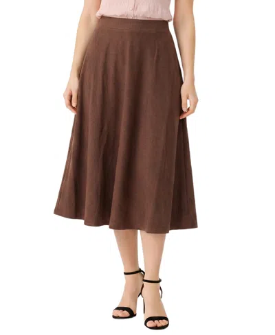 Ny Collection Women's A-line Midi Pull-on Skirt In Brown