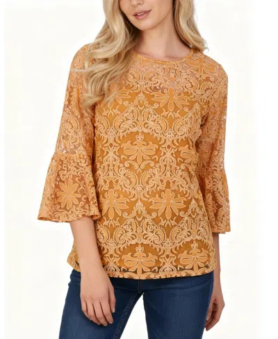 Ny Collection Women's Bell Sleeve Blouse And Solid Camisole In Multi