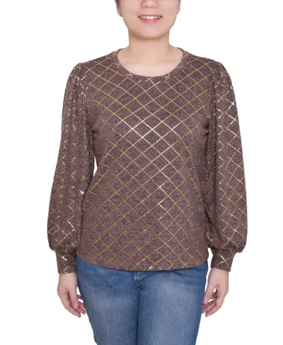 Ny Collection Women's Bishop Sleeve Pullover Top In Animal Print